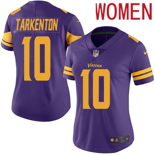 Women Minnesota Vikings #10 Fran Tarkenton Nike Purple Vapor Limited Rush NFL Jersey->women nfl jersey->Women Jersey